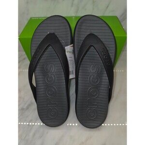 Crocs Coast Flip Men’s 13 Black Slate Grey 212035 0DD New With Box Tags